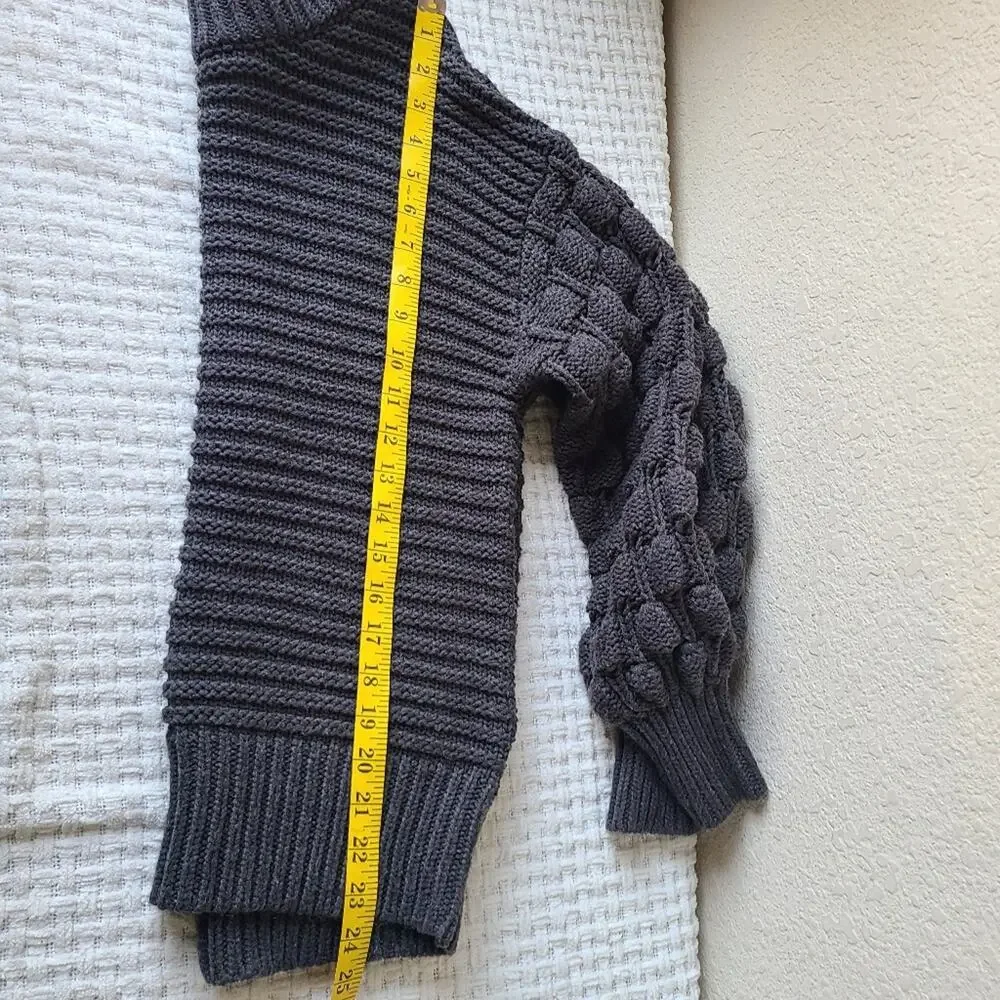 Elodie Bubble Sleeve Pullover Gray Sweater Women's Size XS